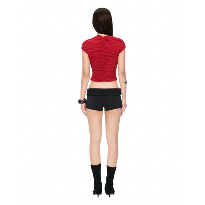 Ruche Wavy Top - Red