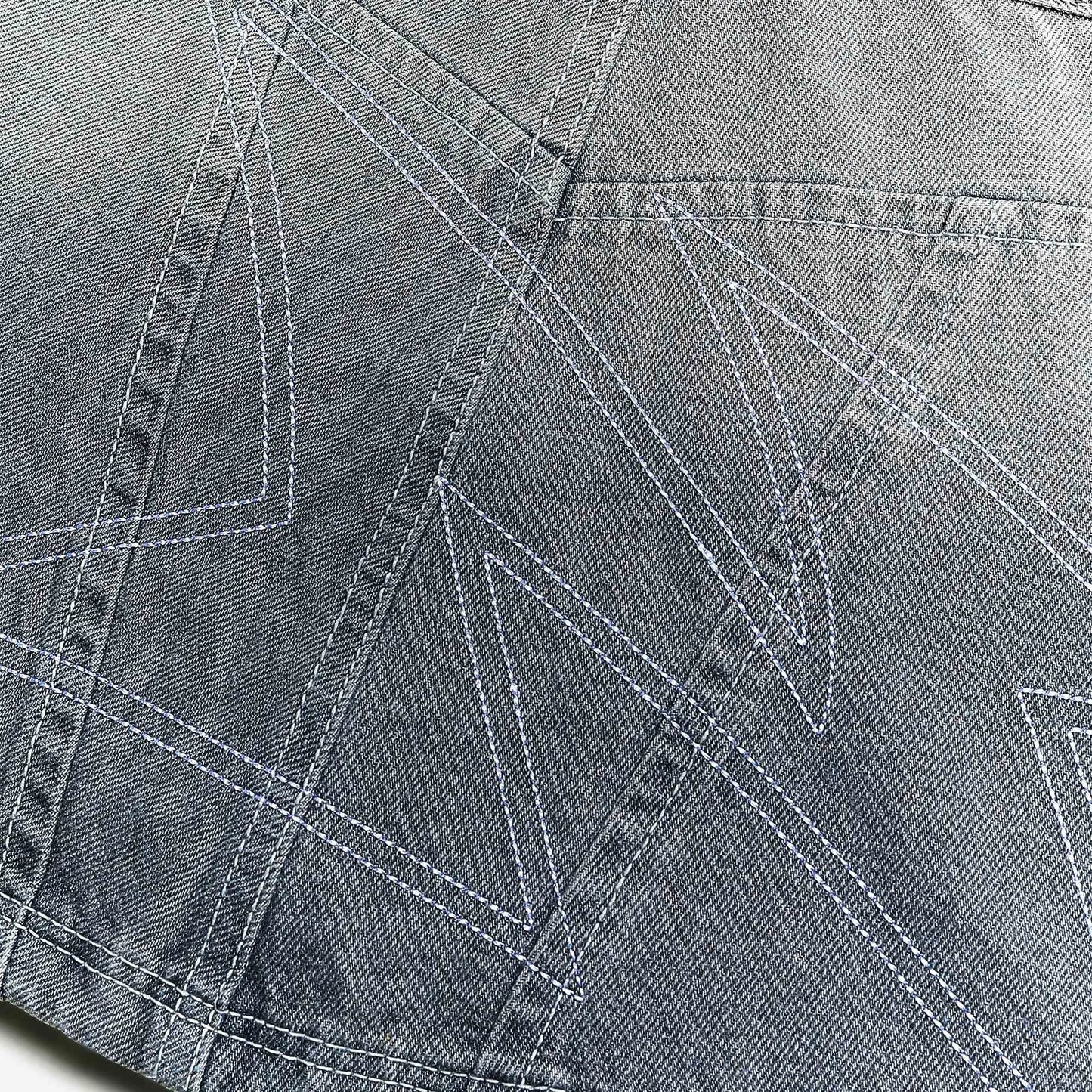 Denim Cargo Mini Skirt - Washed Grey