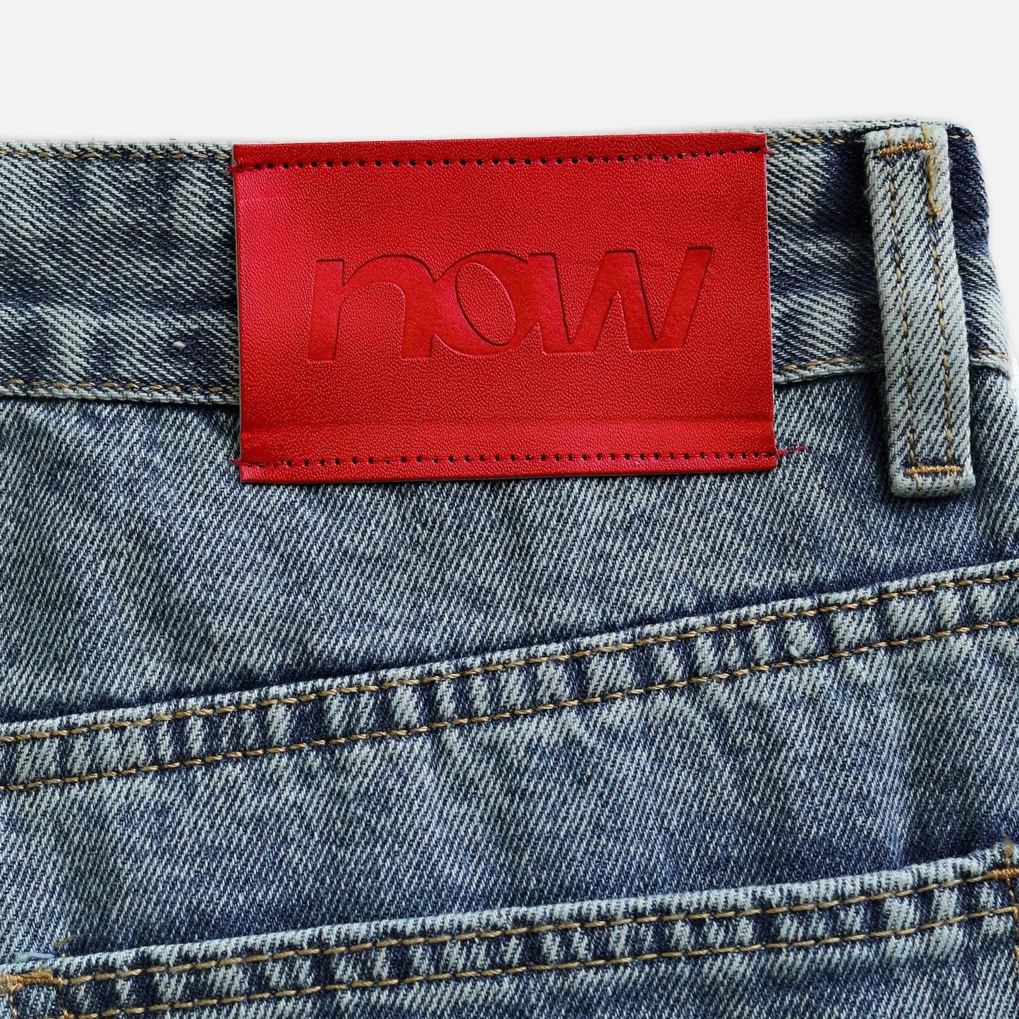 Bleached Wide Denim Pants - Blue