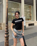 Denim Cargo Mini Skirt - Washed Grey