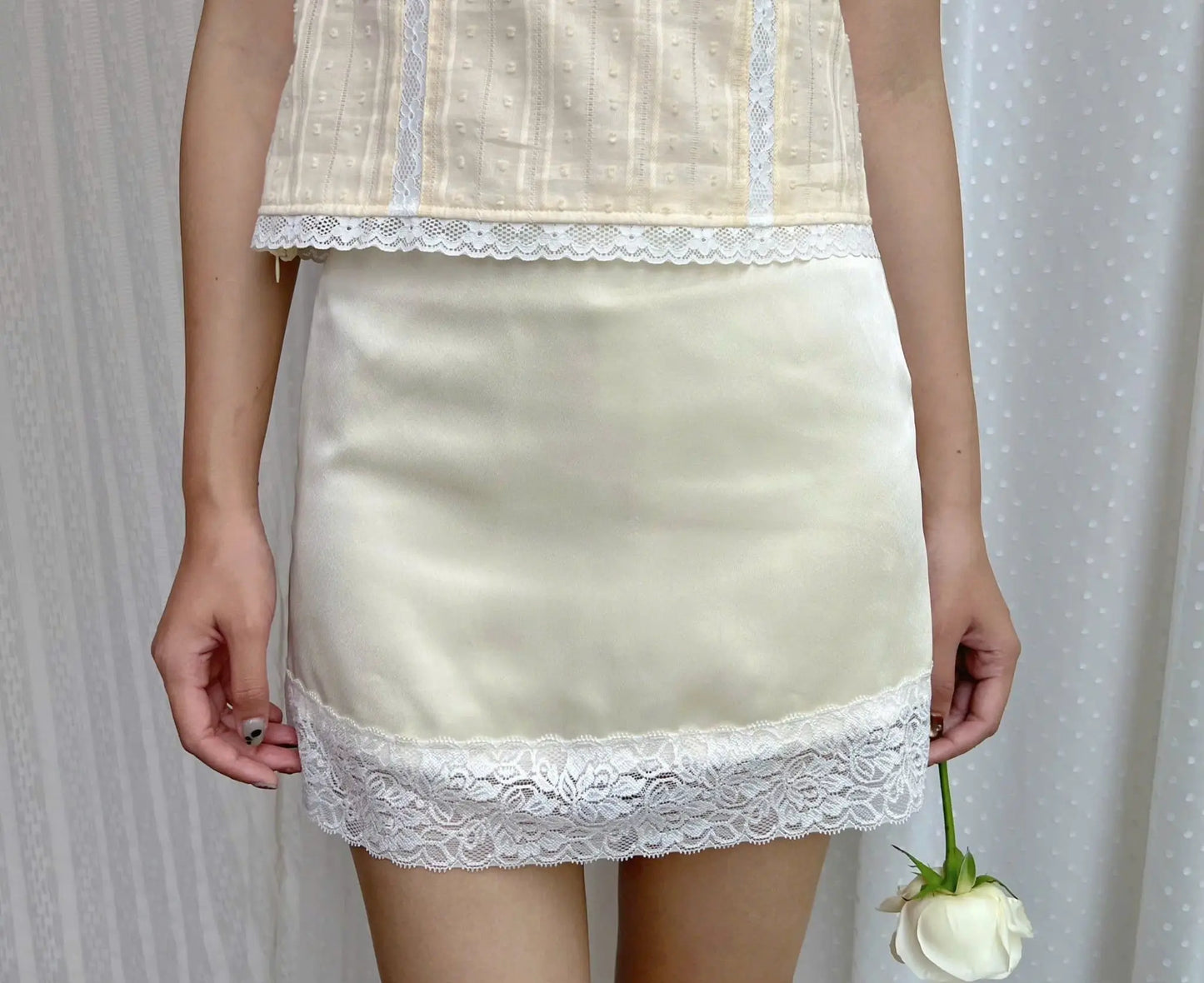 Trixie Cream Silk Skirt