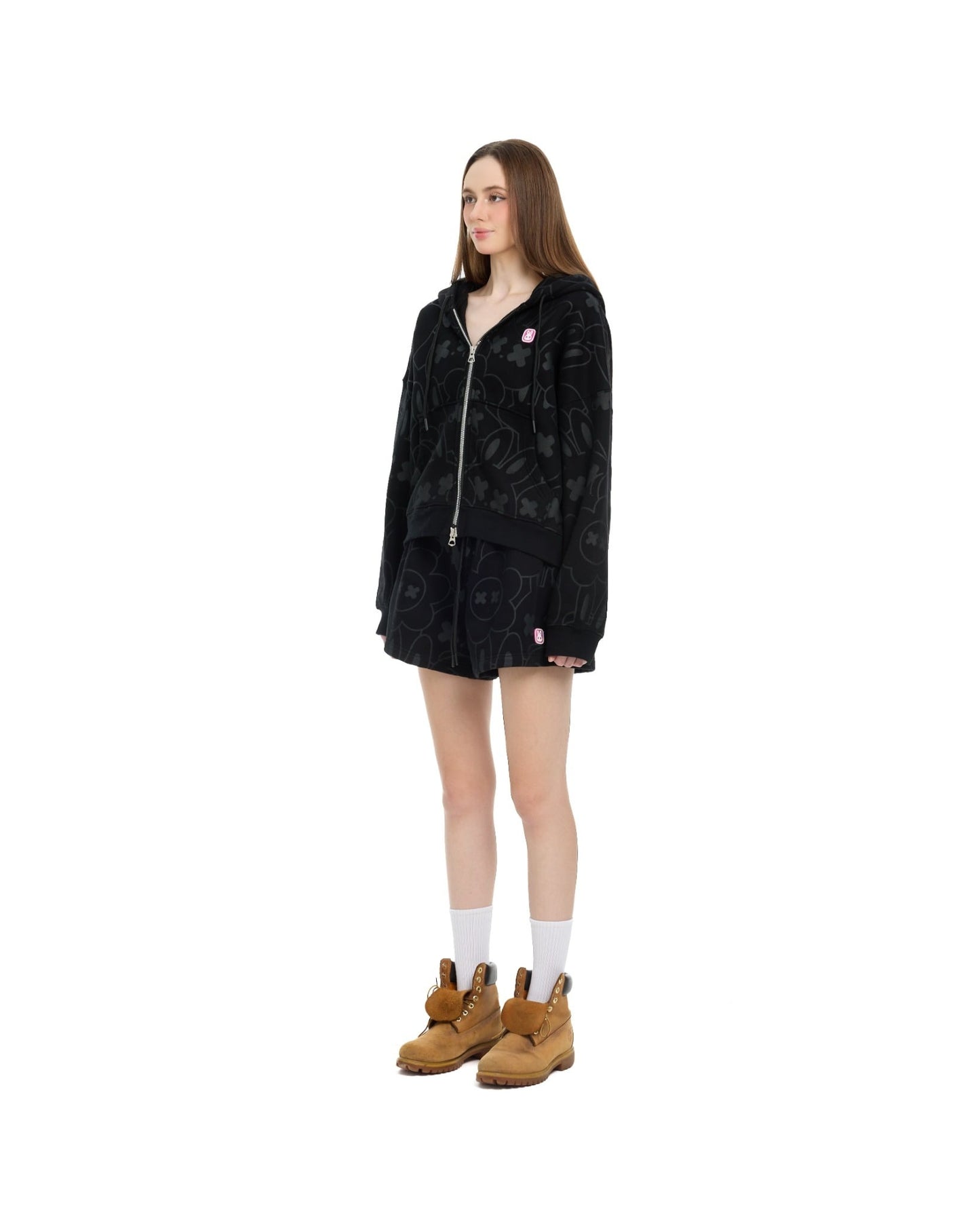 Summer Rabbit Boxy Hoodie - Black