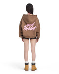 Logo Rabbit Zip Hoodie - Brown