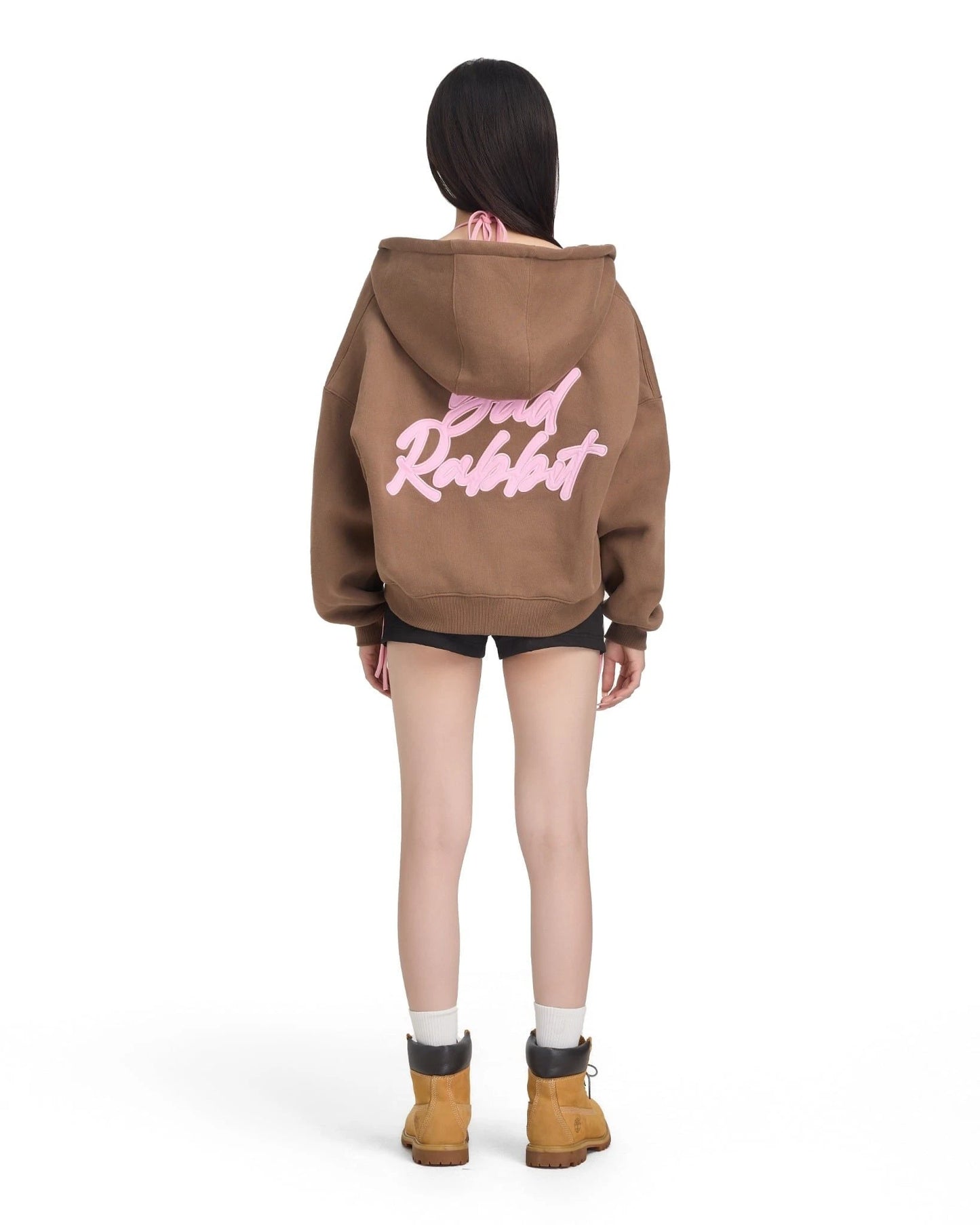 Logo Rabbit Zip Hoodie - Brown