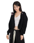 Logo Rabbit Zip Hoodie - Black