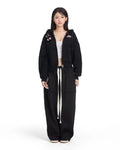 Logo Rabbit Zip Hoodie - Black