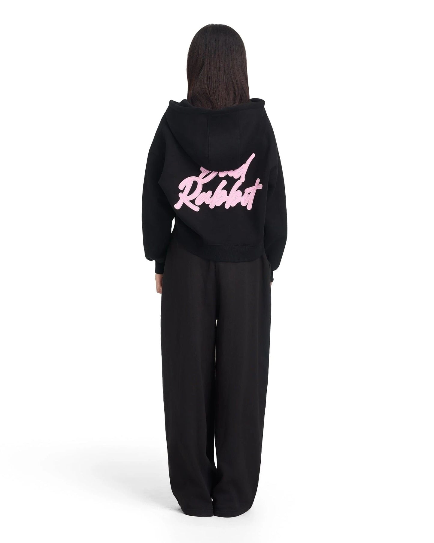 Logo Rabbit Zip Hoodie - Black