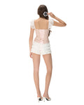 Rose Cocoa ruffle corset