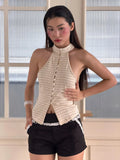 Striped Button Halter
