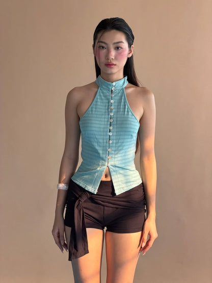 Striped Button Halter