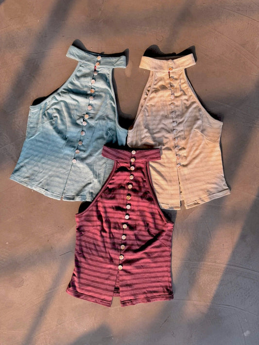Striped Button Halter