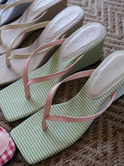 Striped Wedge Sandals