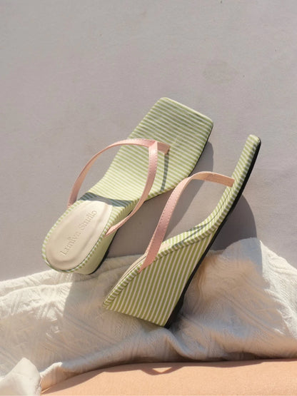 Striped Wedge Sandals
