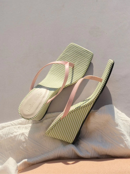 Striped Wedge Sandals