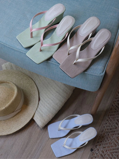 Striped Wedge Sandals
