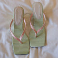 Striped Wedge Sandals