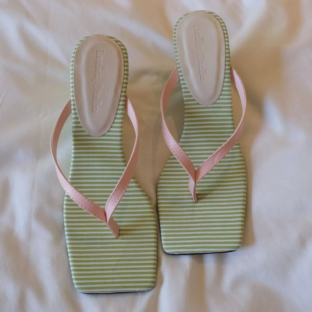 Striped Wedge Sandals