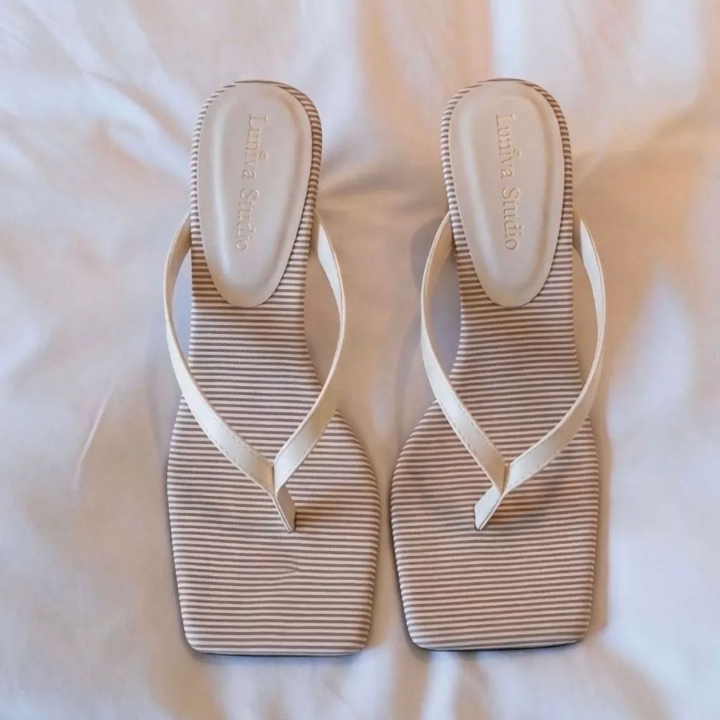 Striped Wedge Sandals