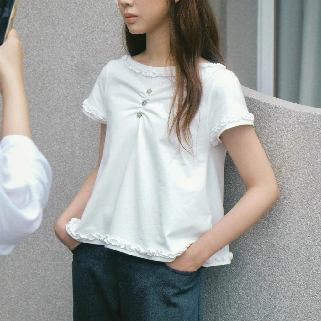 Starry Triple Button Top