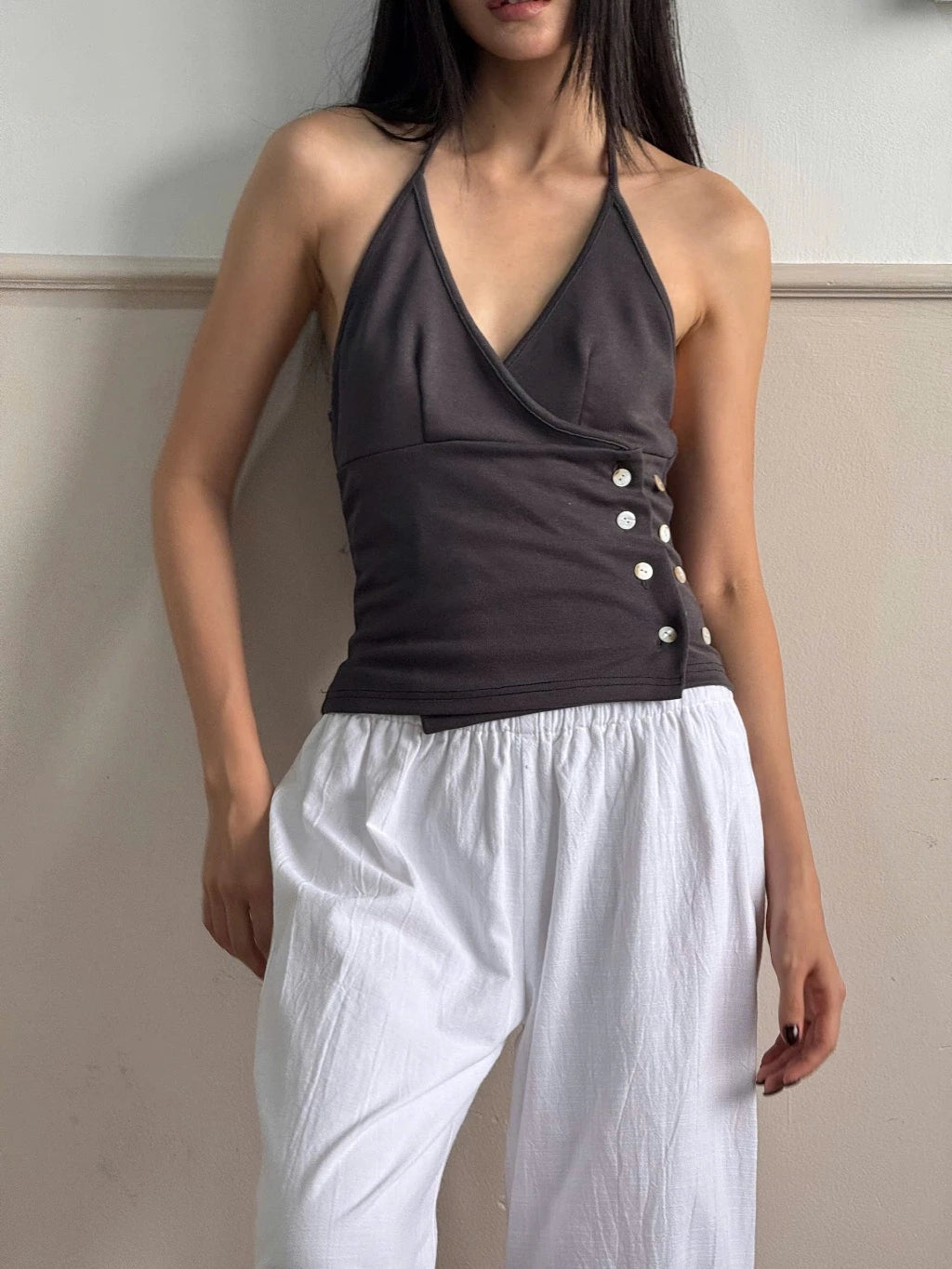 Nacre Button Halter