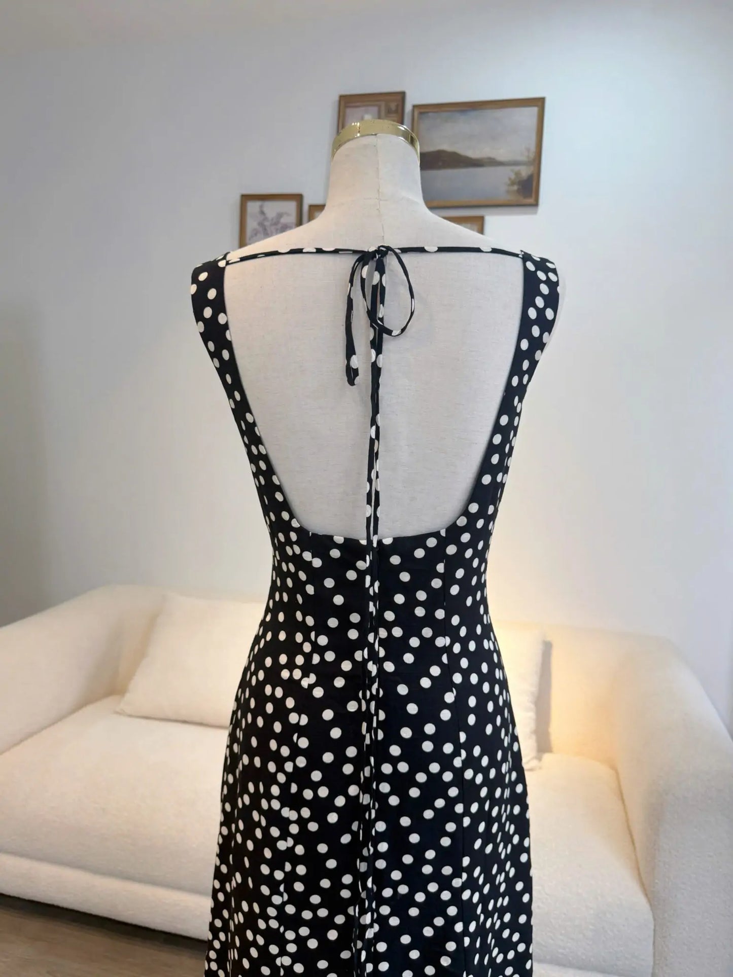Celina Dress – Black Polka