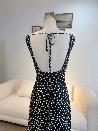 Celina Dress – Black Polka