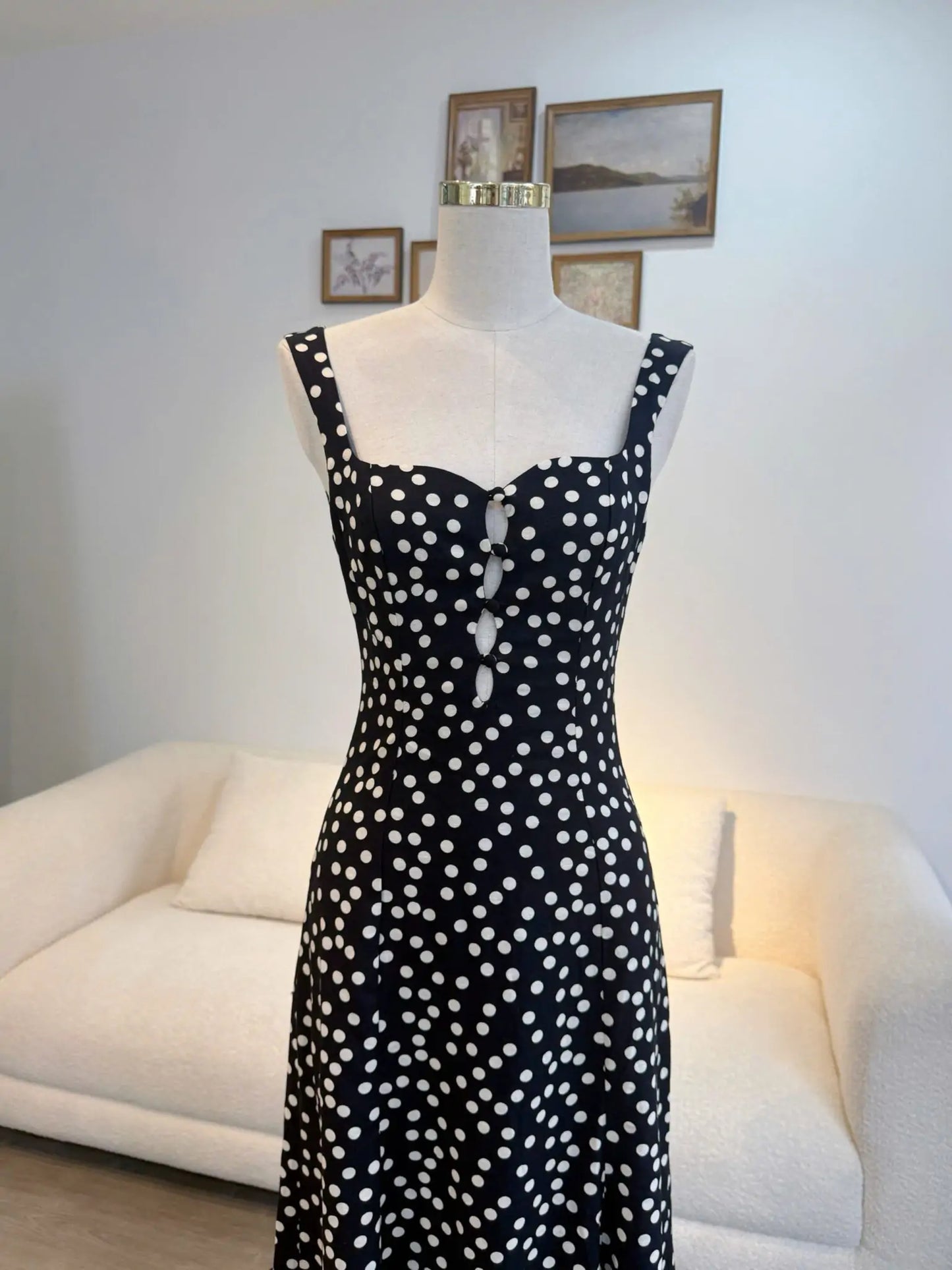 Celina Dress – Black Polka