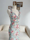 Selene Dress – Rose On Blue